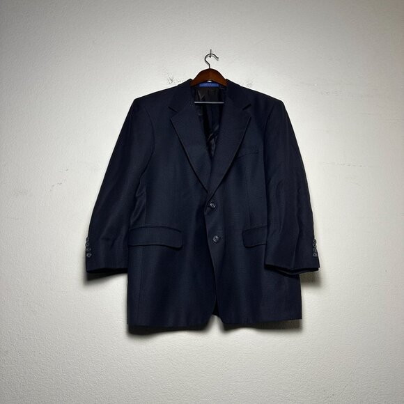 Nordstrom Silk Wool Blazer Coat Jacket Men 44R Blue Formal Classic Business - Picture 1 of 16